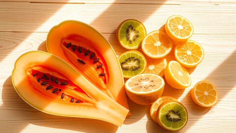 Banan melon kiwi och citron som hälsosam frukt