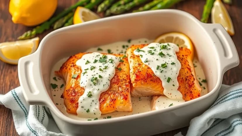 Lax i ugn med krämig sås